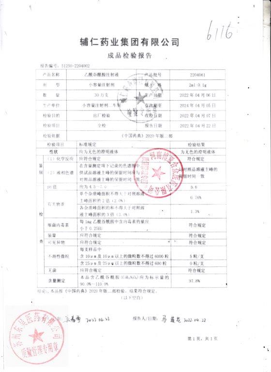 2204061乙酰谷酰胺注射液