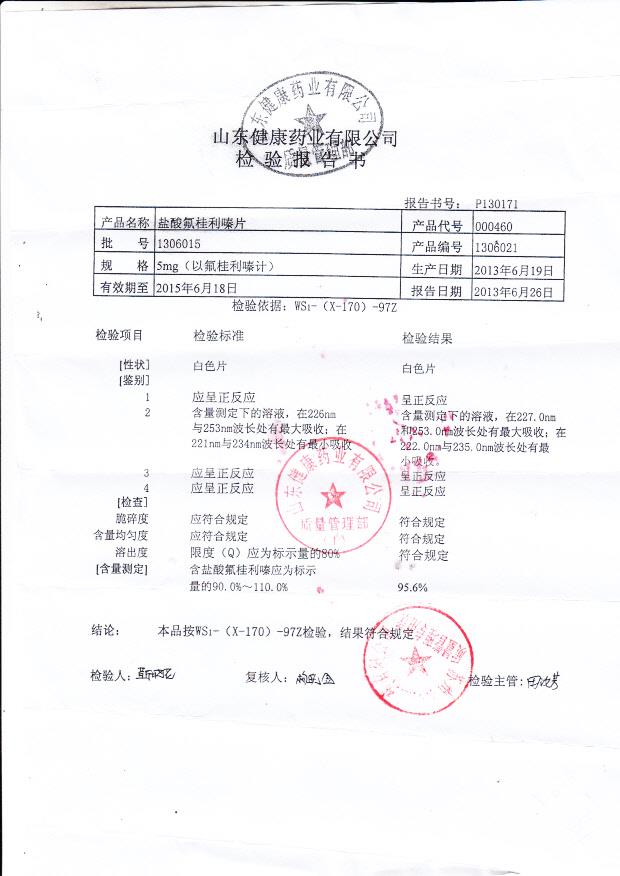 1306015盐酸氟桂利嗪片