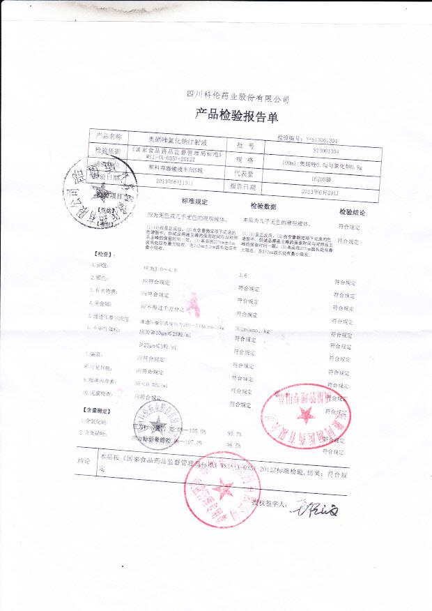 S13061304奥硝唑氯化钠注射液