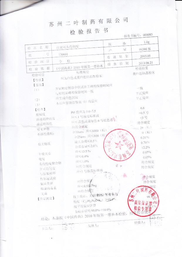 130601注射用头孢他啶