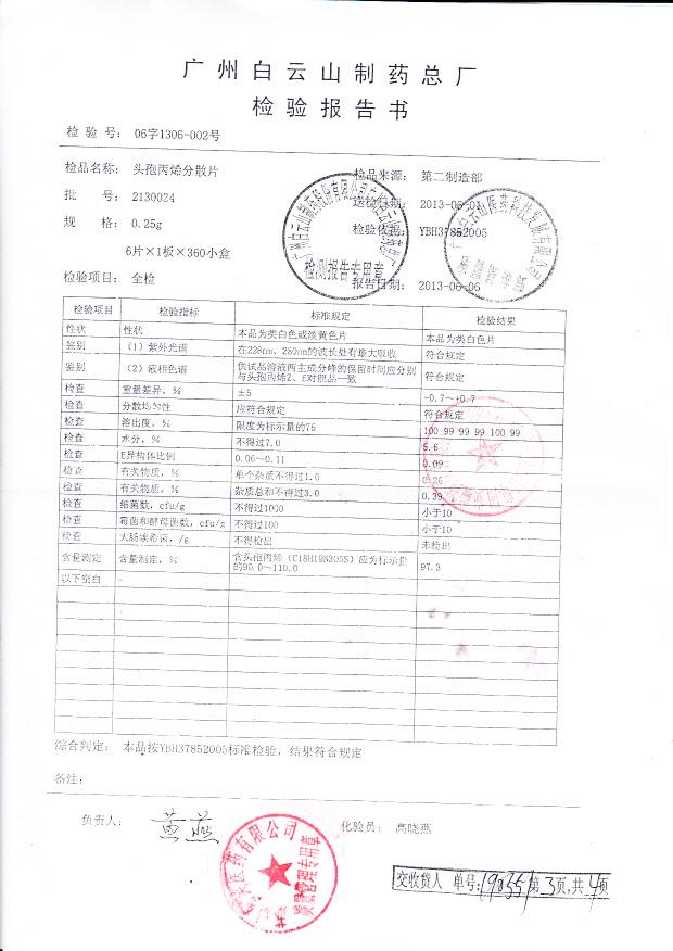 2130024头孢丙烯分散片