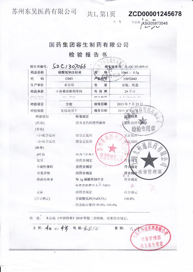 13072442碳酸氢钠注射液