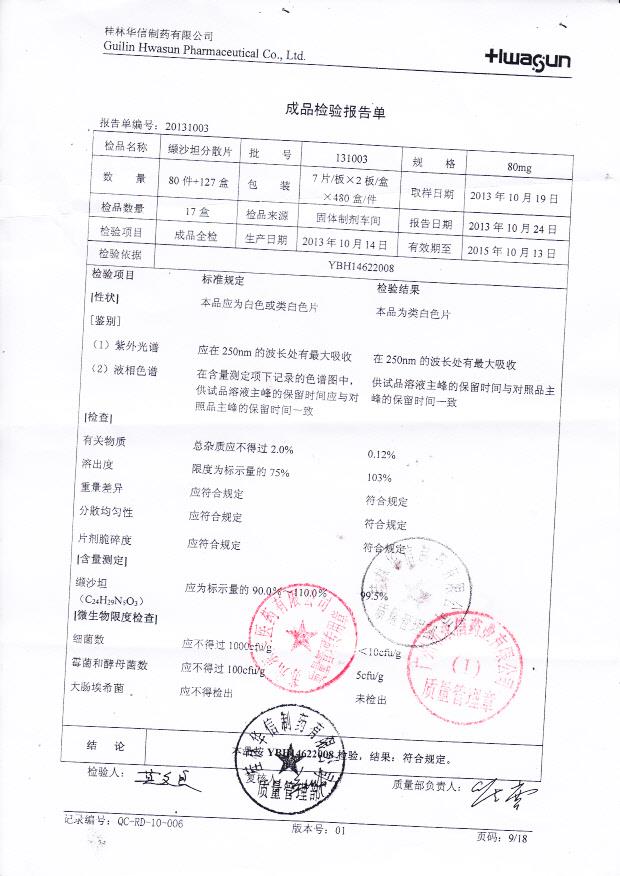 131003纈沙坦分散片