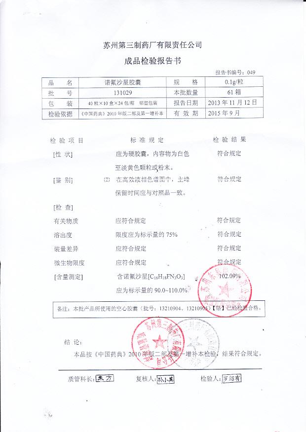 131029诺氟沙星胶囊