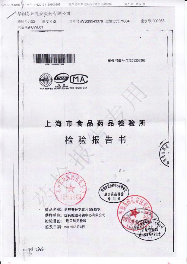 207864盐酸普拉克索片1