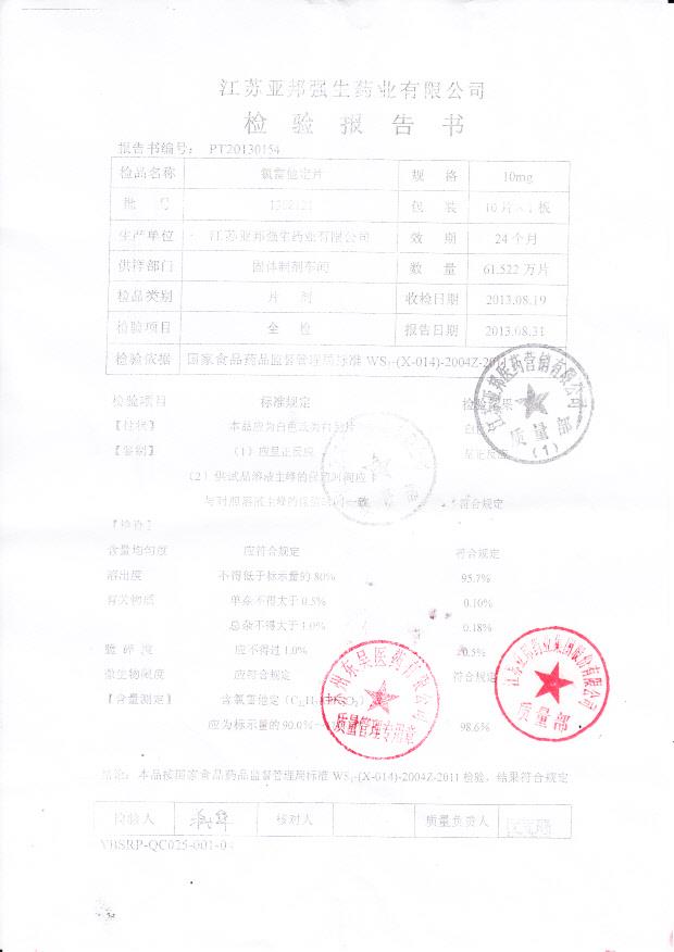 1308121氯雷他定片