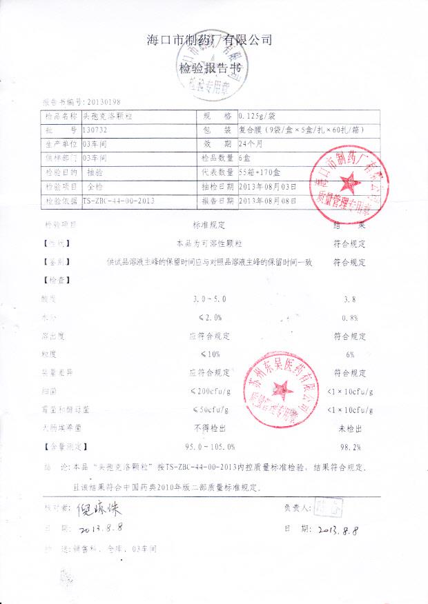 130732头孢克洛颗粒