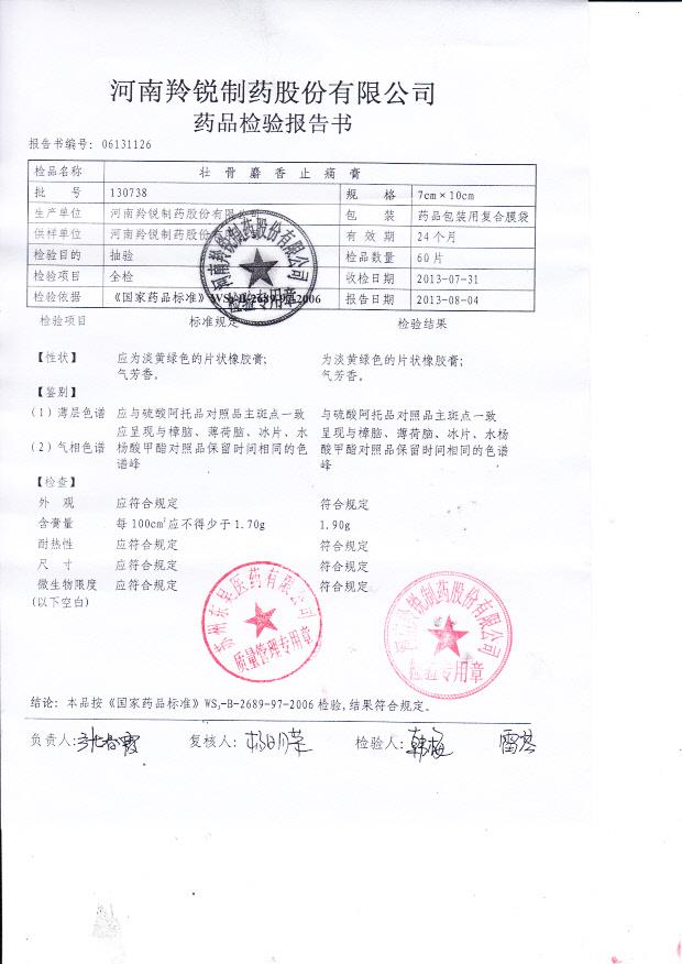 130738壮骨麝香止痛膏