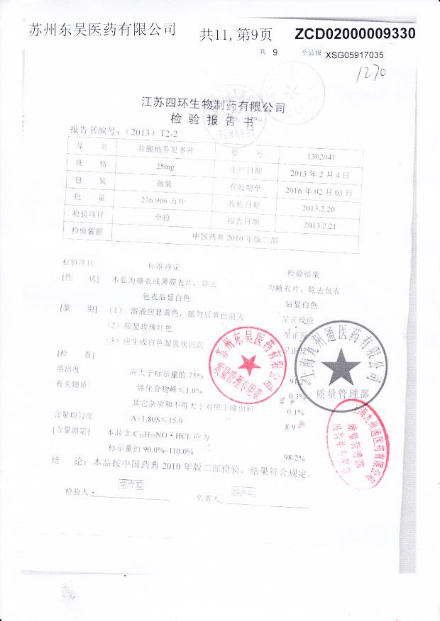 1302041盐酸地芬尼多片