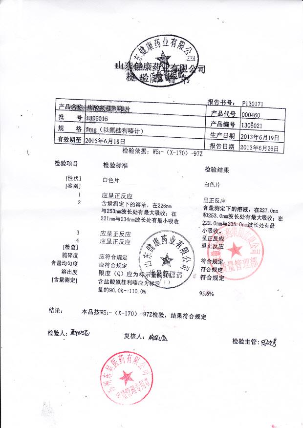 1306015盐酸氟桂利嗪片