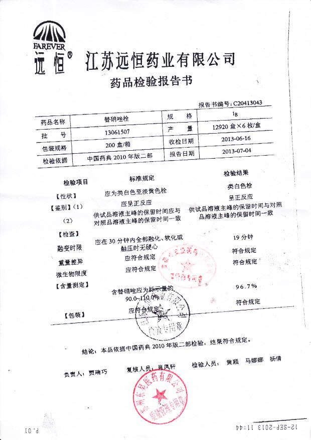 13061507替硝唑栓