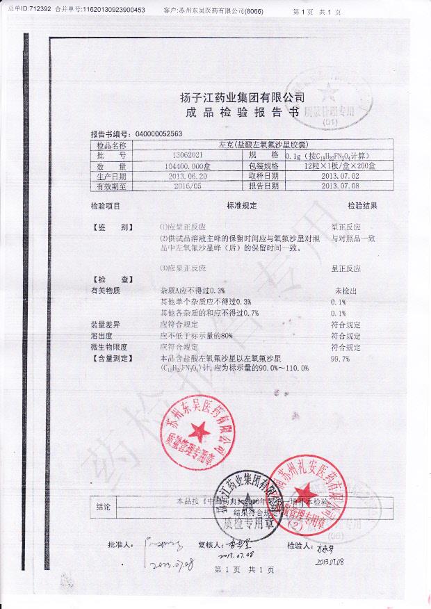 13062021盐酸左氧氟沙星胶囊