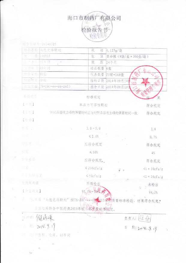 140915头孢克洛颗粒