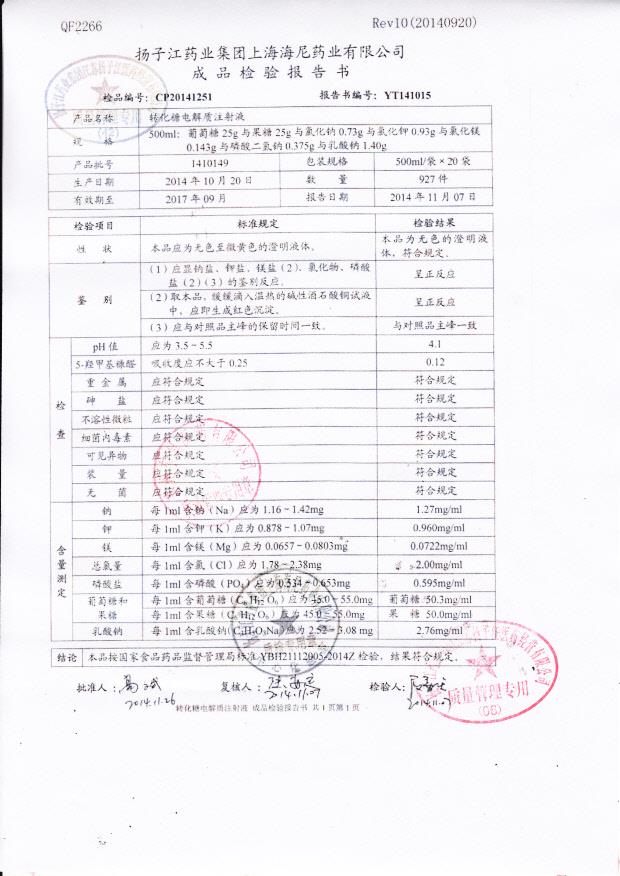 1410149转化糖电解质注射液