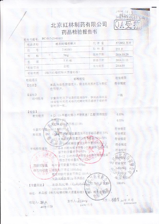 2141003格列吡嗪控释片.