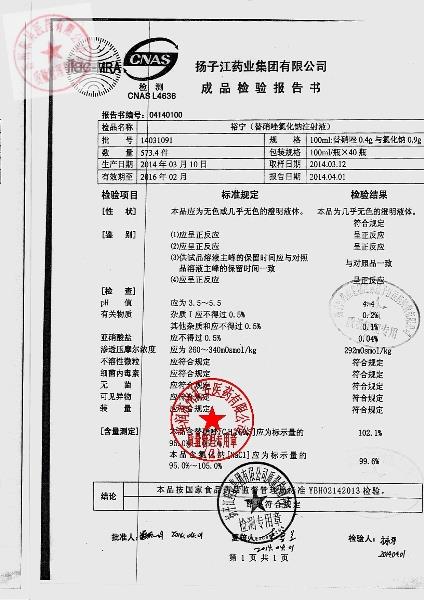 14031091替硝唑氯化钠注射液