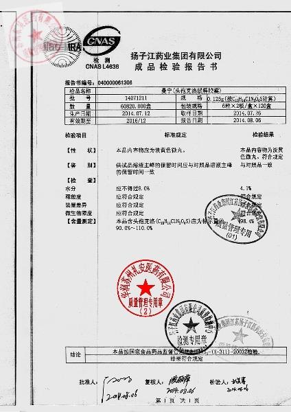 14071211头孢克洛缓释胶囊