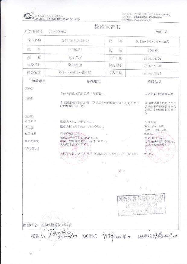 14090251吉加（厄贝沙坦片）