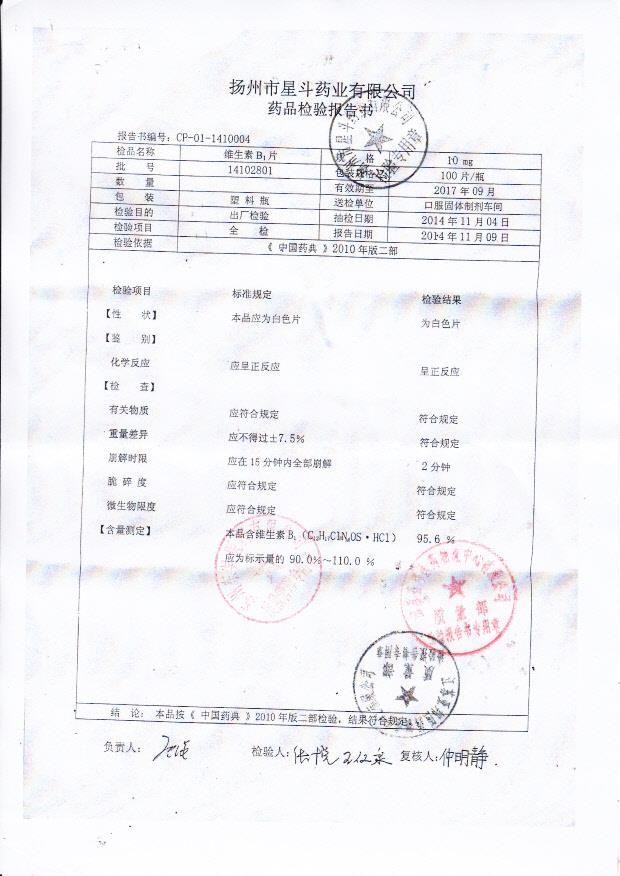 14102801维生素B1片