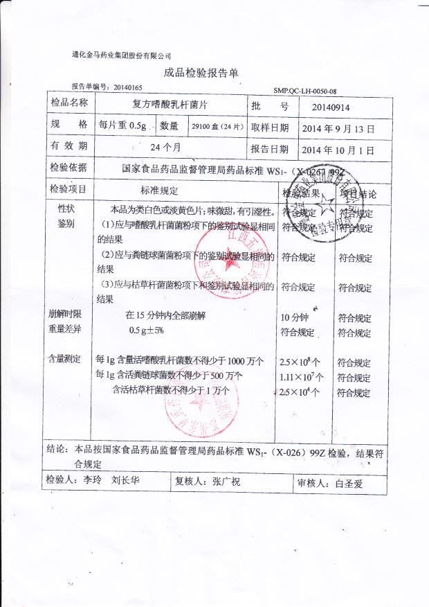 20140914复方嗜酸乳杆菌片