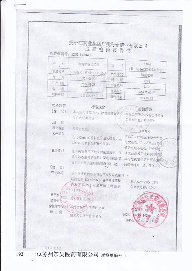 32140805枸地氯雷他定片1