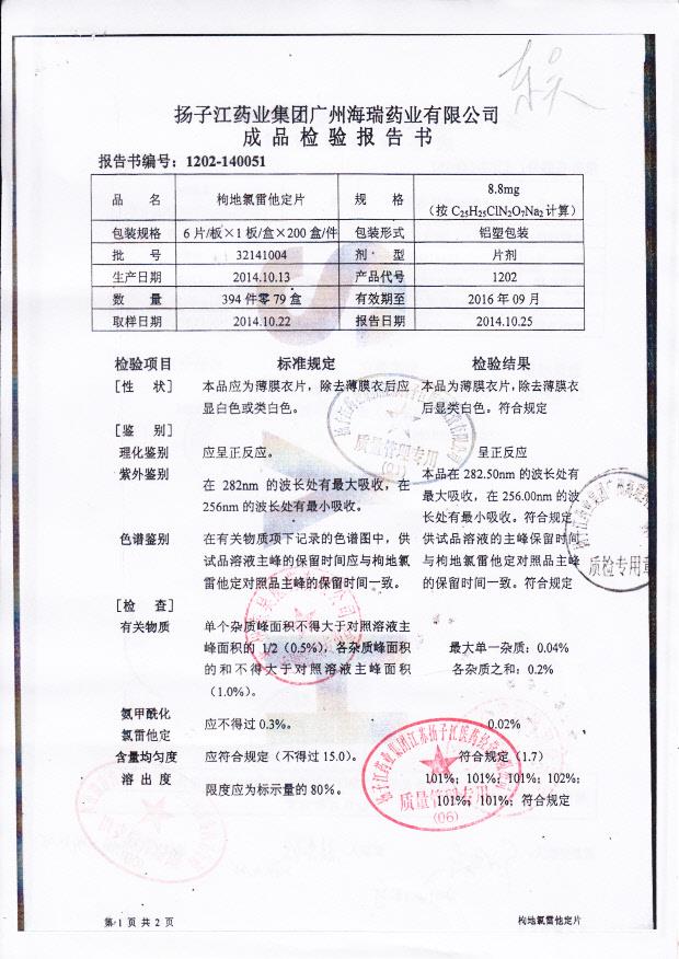 32141004枸地氯雷他定片1