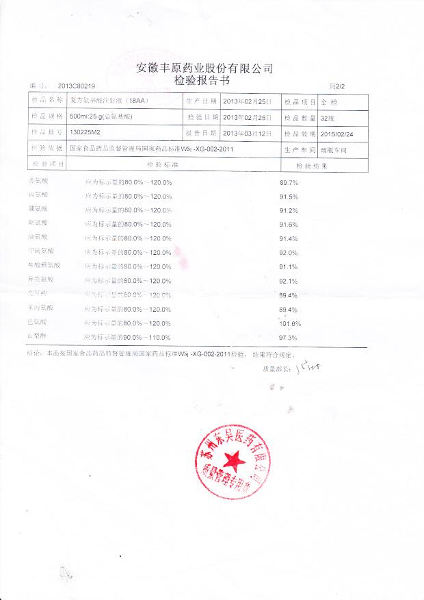 130225M2复方氨基酸注射液（18AA）2