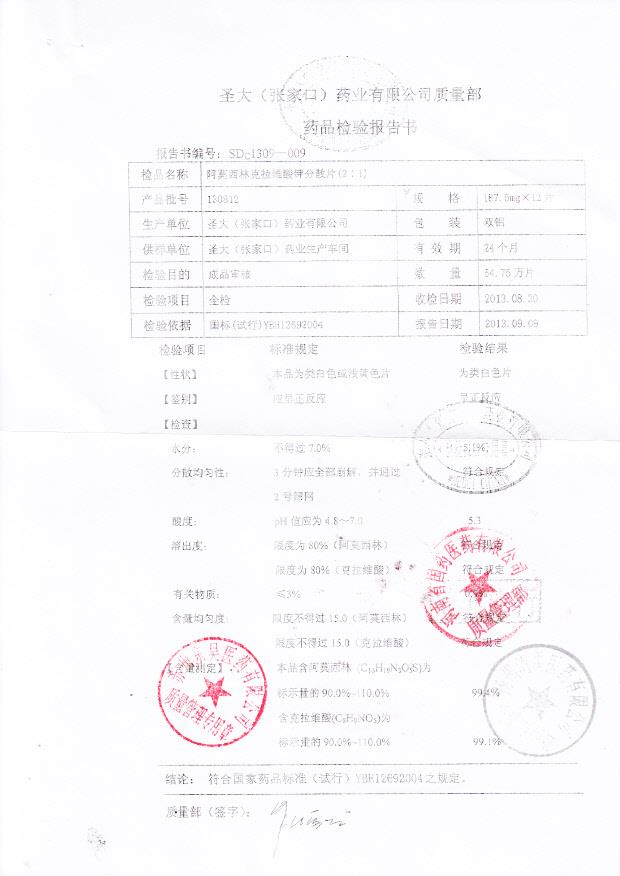 130812阿莫西林克拉维酸分散片