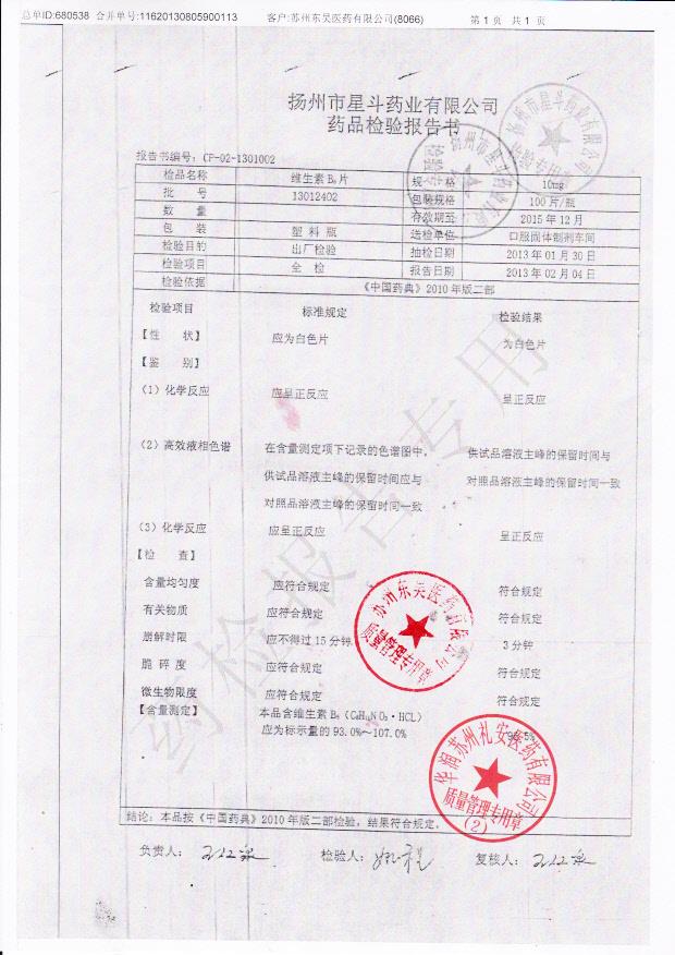 13012402维生素B6片