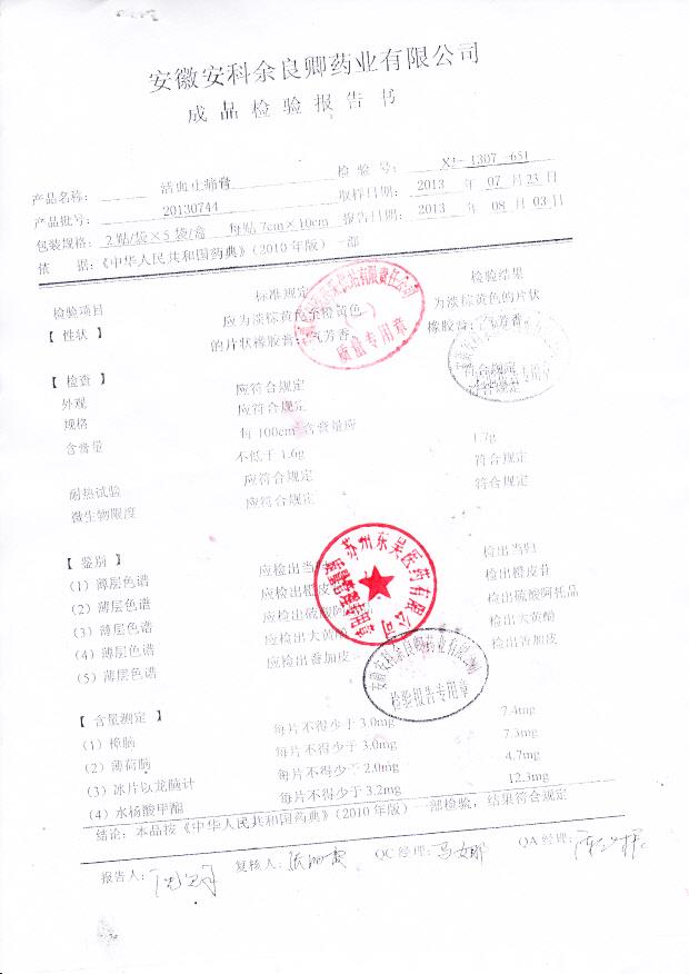 20130744活血止痛膏