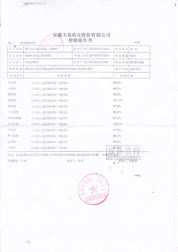 130124M4复方氨基酸注射液（18AA）
