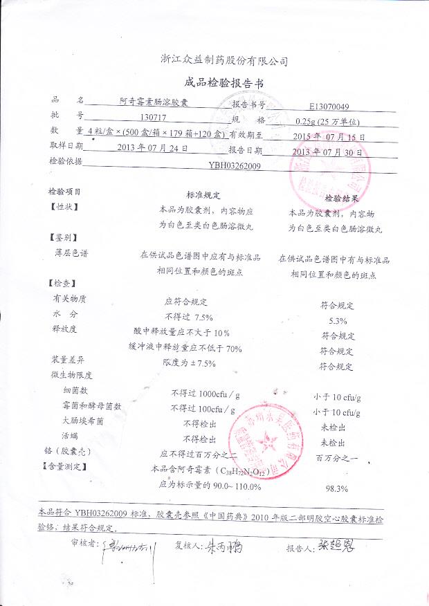 130717阿奇霉素肠溶胶囊