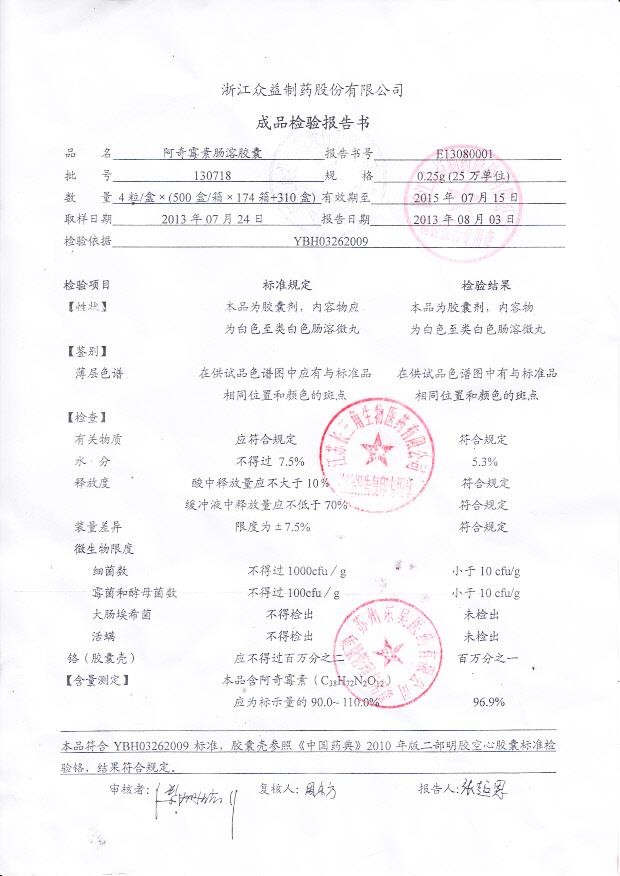 130718阿奇霉素肠溶胶囊