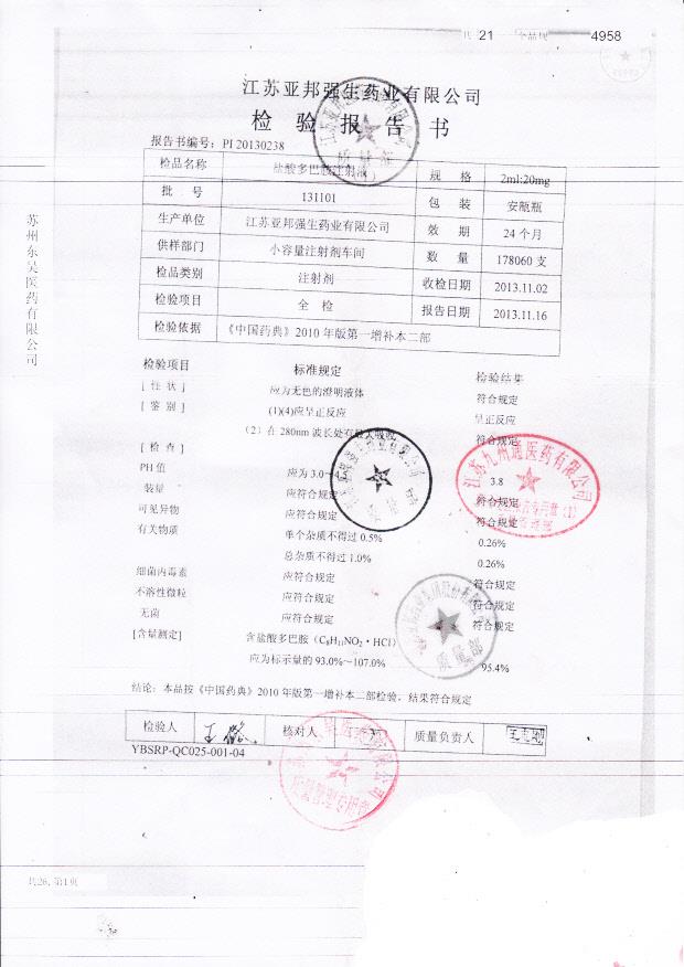 131101盐酸多巴胺注射液