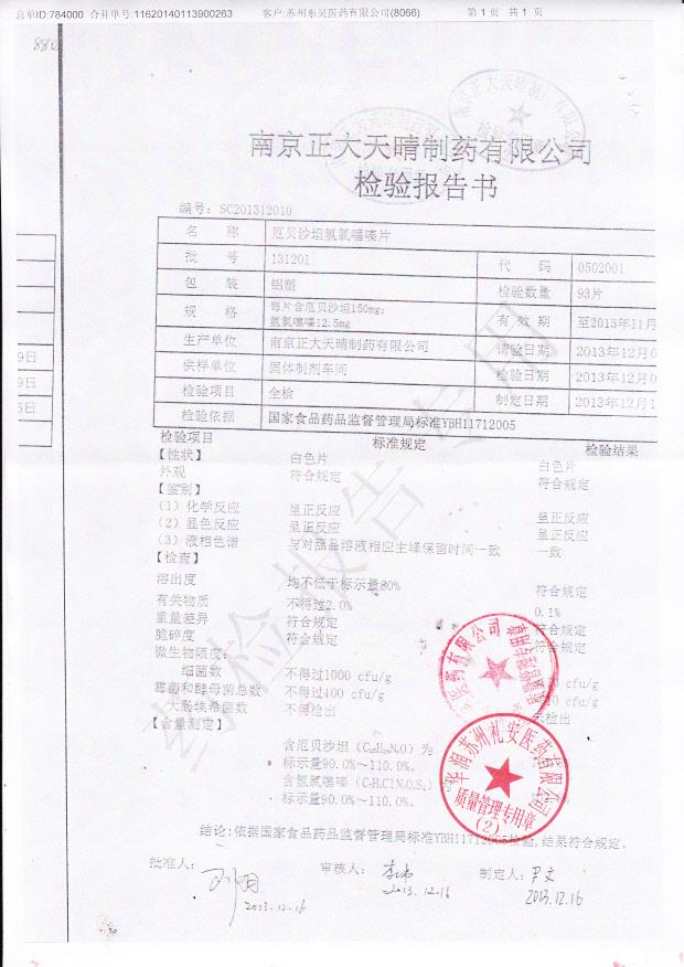 131201厄贝沙坦氢氯噻嗪片