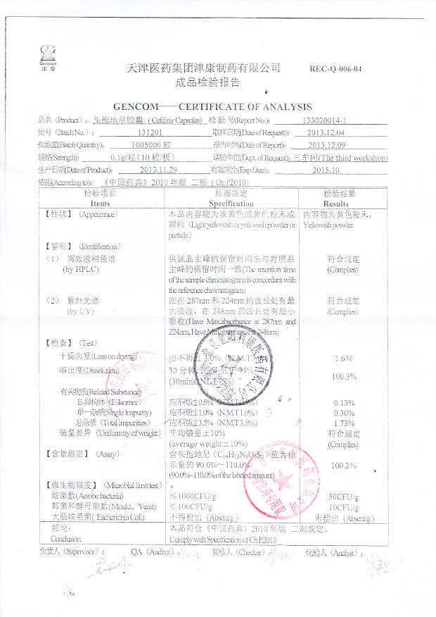 131201头孢地尼胶囊