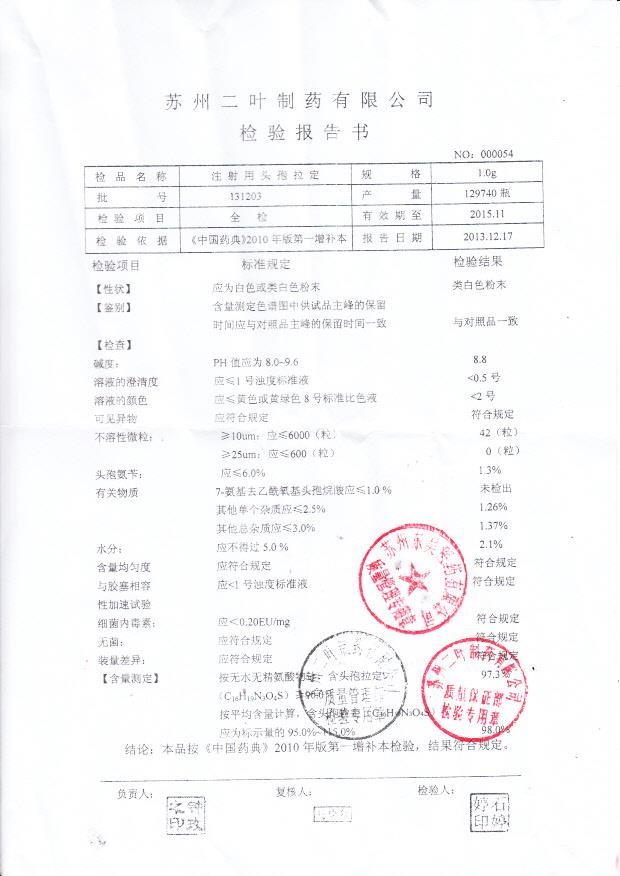 131203注射用头孢拉定