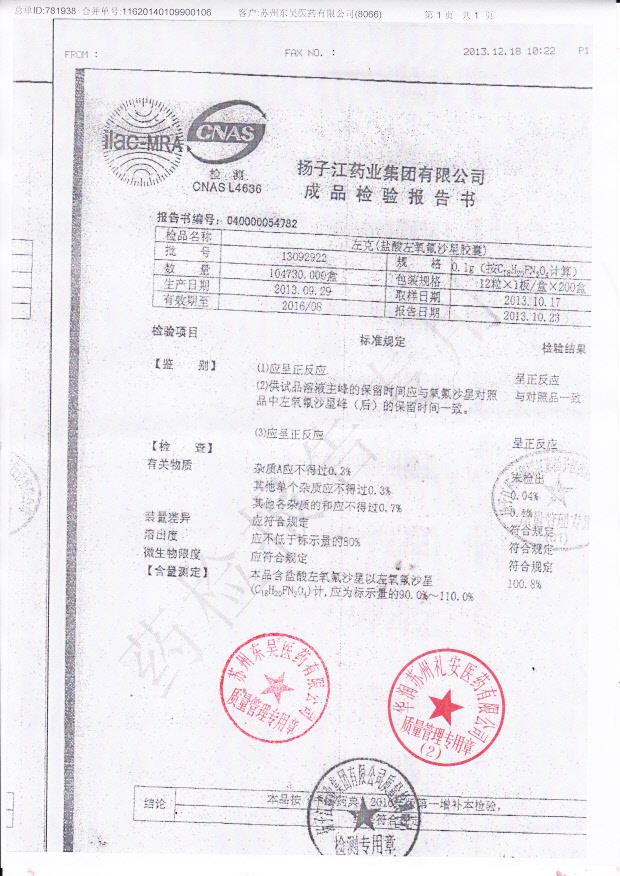 13092922盐酸左氧氟沙星胶囊