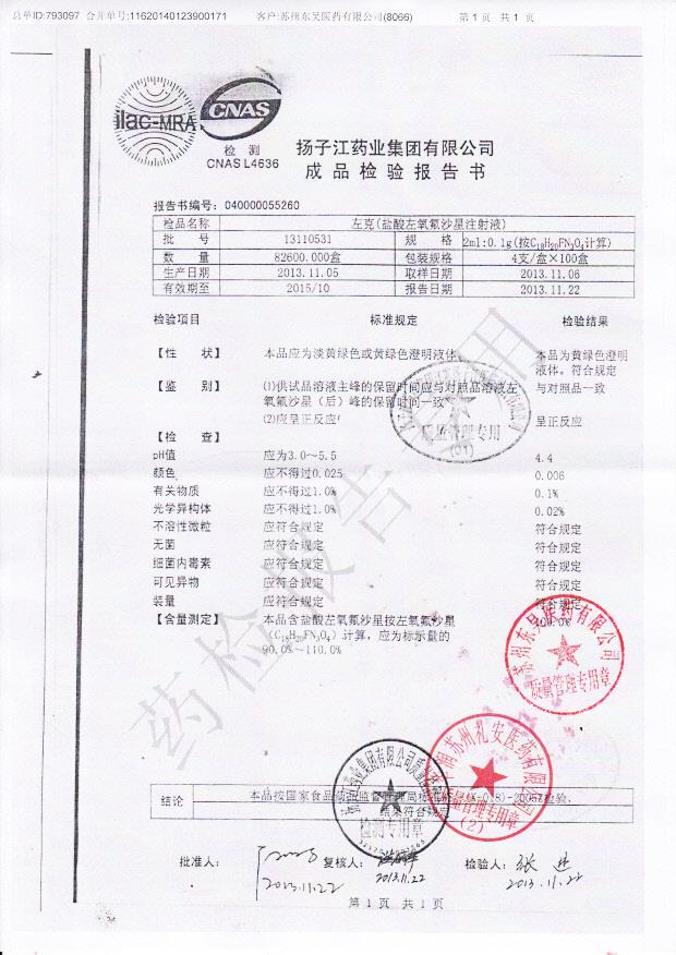 13110531盐酸左氧氟沙星胶囊