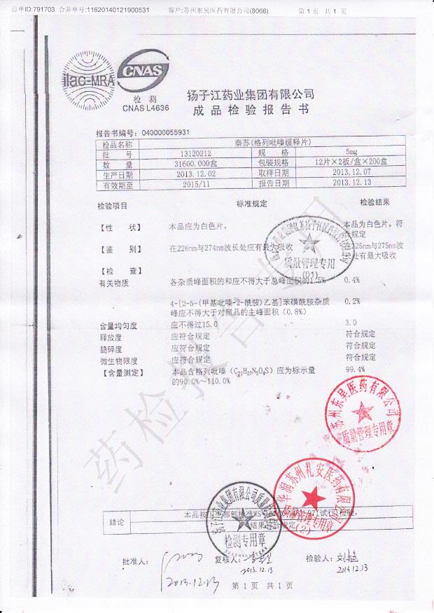 13120212格列吡嗪缓释片