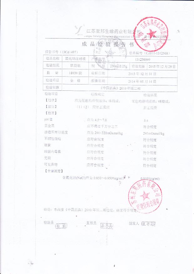 131230009氯化钠注射液