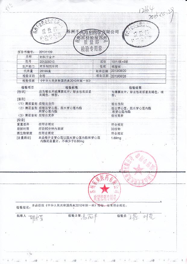 201308010妇科千金胶囊