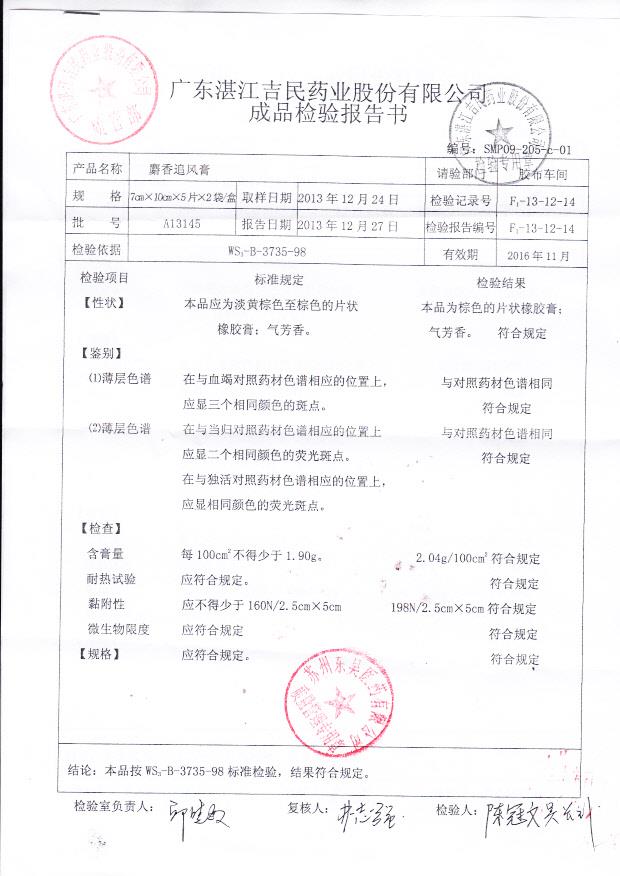 A13145麝香追风膏