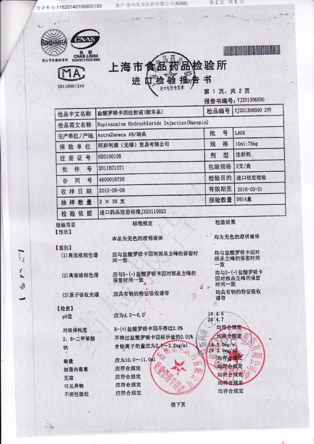 LAGK盐酸罗哌卡因注射液2