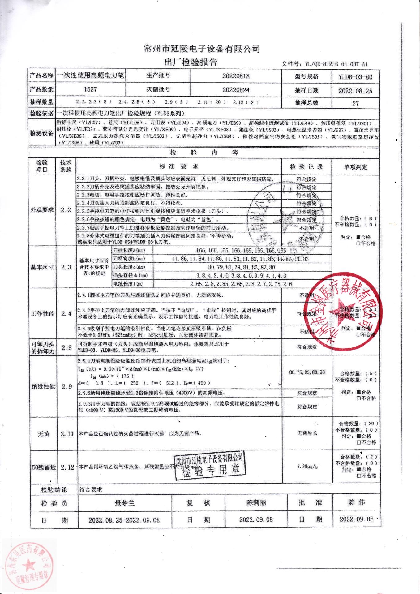 20220818常州延陵一次性使用高频电刀笔