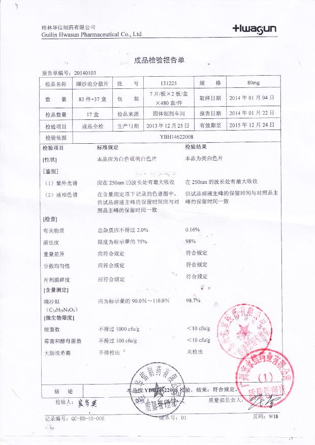 131225纈沙坦分散片