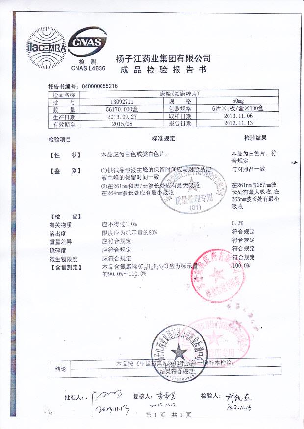 13092711氟康唑片