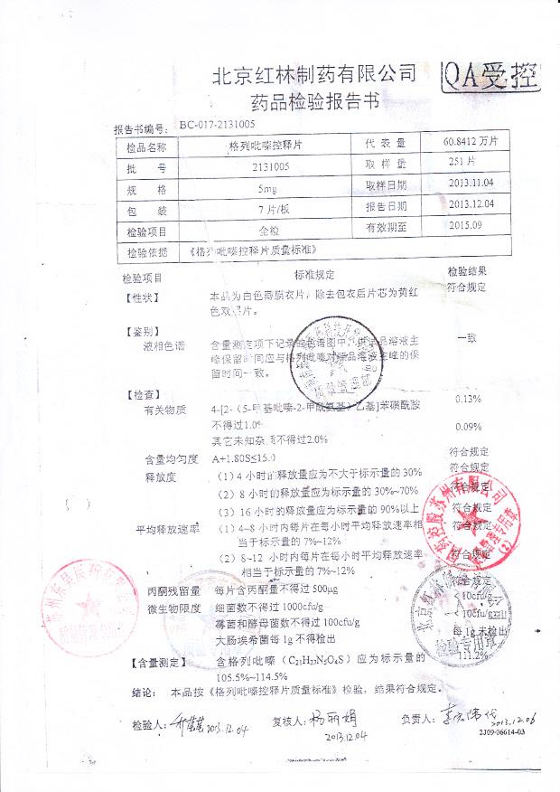 20131005格列吡嗪控释片