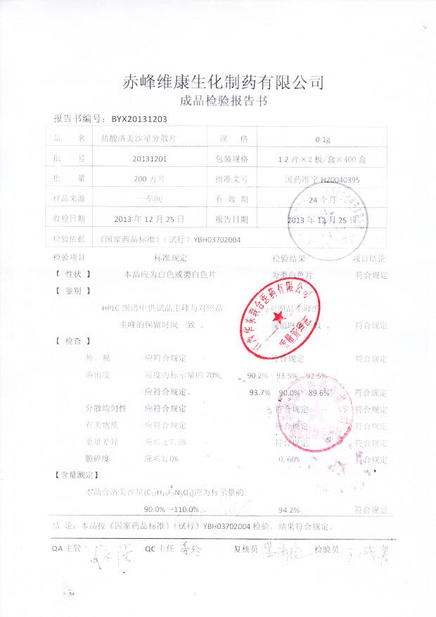 20131201盐酸洛美沙星分散片