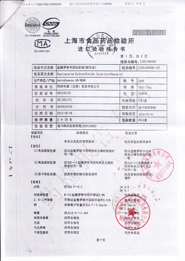 LAGK盐酸罗哌卡因注射液2